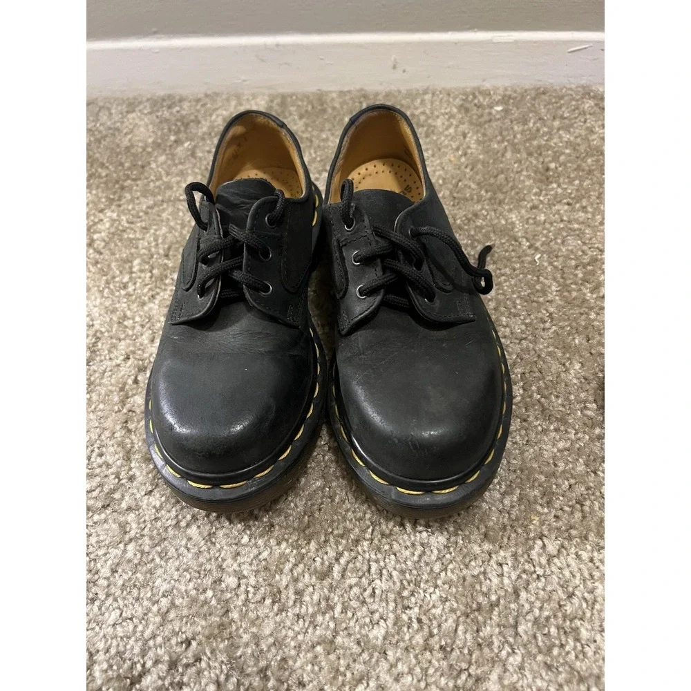 Vintage Dr Martens Original Made In England Leather Black Shoes Kids US 1